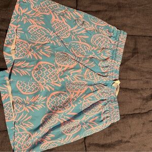 Chubbies Teal and Pink Pineapple Swim Trunks